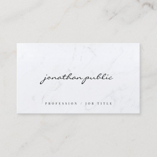 Carte De Visite Sleek Marble Template Calligraphy Script Luxury (Devant)