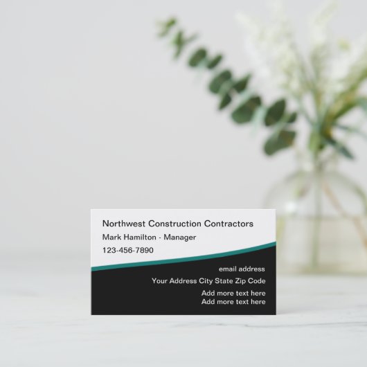 Carte De Visite Sleek Modern Construction Service (Debout devant)