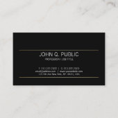 Carte De Visite Sleek Plaque Or Stripes moderne Noir élégant (Devant)