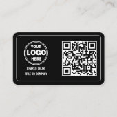 Carte De Visite Sleek QR Code Business Logo : Black Modern (Devant)