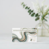 Carte De Visite Sleek Sage Gold Marble Modern Realtor Logo QR Code (Debout devant)