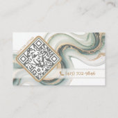 Carte De Visite Sleek Sage Gold Marble Modern Realtor Logo QR Code (Dos)