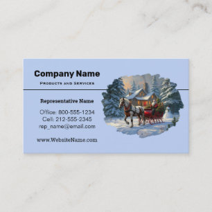 Carte De Visite Sleigh Père Noël à cheval de Noël