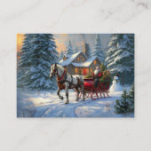 Carte De Visite Sleigh Père Noël à cheval de Noël (Devant)