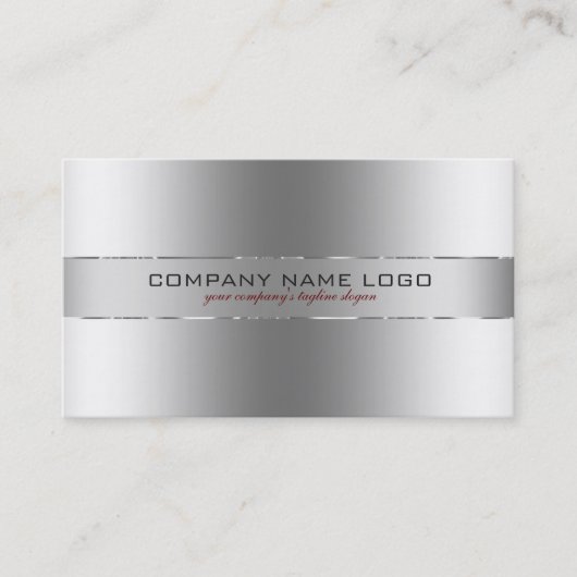 Carte De Visite Slick Moderne Silver Gris Stainless Steel Look (Devant)