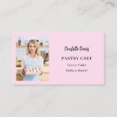 Carte De Visite slogan de photo rose du chef pâtissier amour code (Devant)