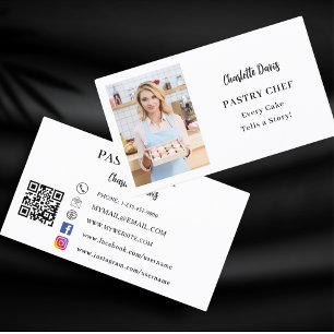 Carte De Visite slogan photo du chef pâtissier amour code QR