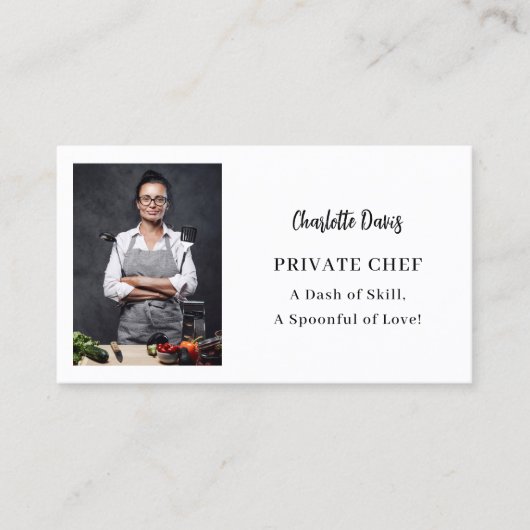 Carte De Visite slogan photo du chef privé code QR (Devant)