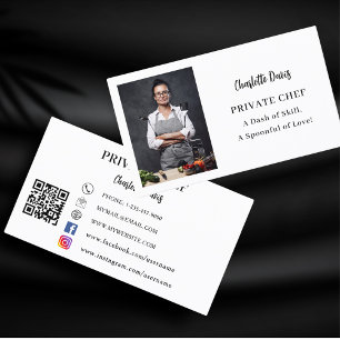 Carte De Visite slogan photo du chef privé code QR