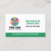 Carte De Visite Slogan vert Votre logo ici Code QR modifiable (Devant)