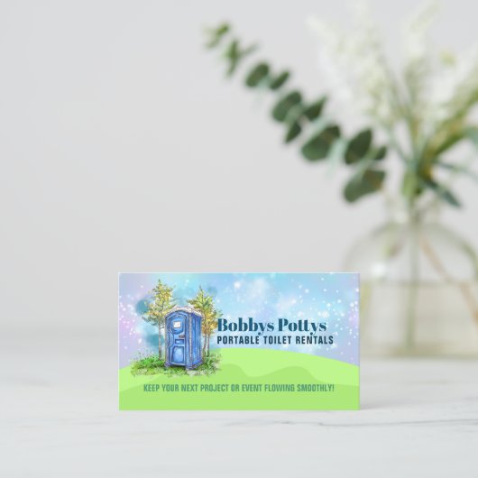 Carte De Visite Slogans de toilettes portables (Debout devant)