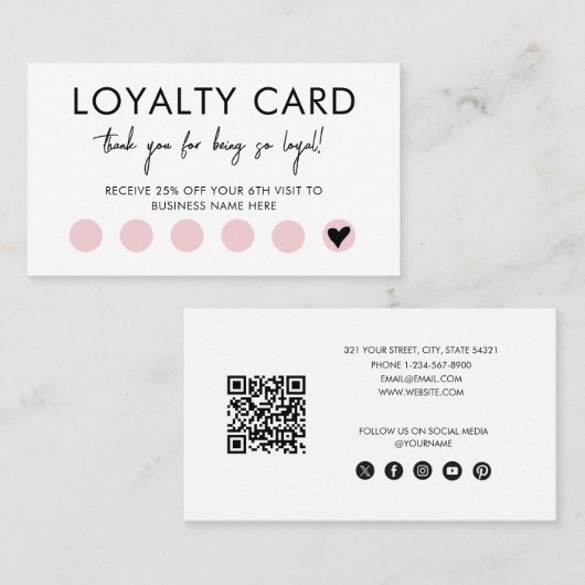 Carte De Visite Small Business QR Code Loyalty Reward Discount (Devant / Derrière)