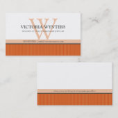 CARTE DE VISITE smart moderne monogramme orange (Devant / Derrière)
