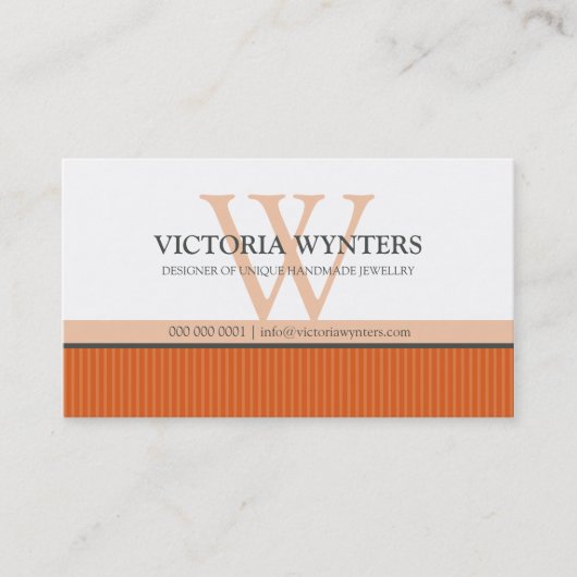 CARTE DE VISITE smart moderne monogramme orange (Devant)