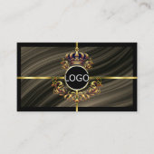 Carte De Visite Smart Royal Brown Gold Couronne avec logo somptueu (Devant)