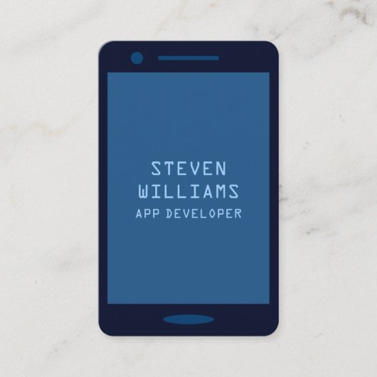 Carte De Visite Smartphone couleur monoton faux look bleu (Devant)