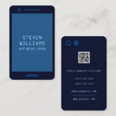 Carte De Visite Smartphone couleur monoton faux look bleu (Devant / Derrière)