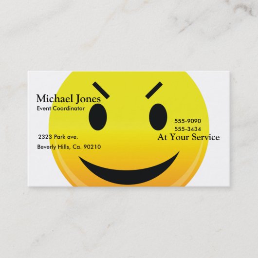 Carte De Visite Smilie font face au mal (Devant)