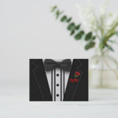 Carte De Visite Smoking avec le monogramme de cravate d'arc (Debout devant)