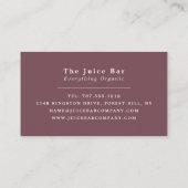 Carte De Visite Smoothie aux bleuets, Bar à jus (Dos)