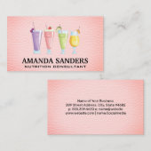 Carte De Visite Smoothie Boissons | Cuir rose (Devant / Derrière)