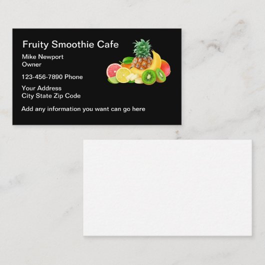 Carte De Visite Smoothie Cafe Theme Modern (Devant / Derrière)