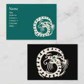 Carte De Visite SNAKE DRAGON AQUAMARINE blanc noir bleu vert (Devant / Derrière)