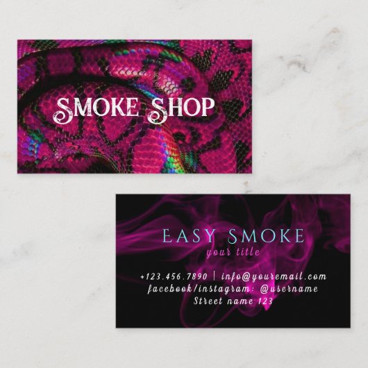 Carte de visite Snake Smoke Shop (Devant / Derrière)