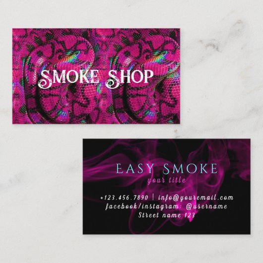 Carte de visite Snake Smoke Shop (Devant / Derrière)
