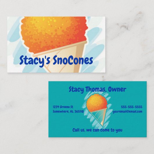 Carte de visite SnoCone (Devant / Derrière)