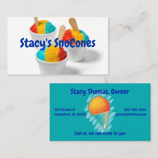 Carte De Visite SnoCone coloré (Devant / Derrière)