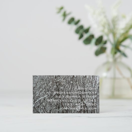 Carte De Visite Snow Covered Branches Winter Abstract (Debout devant)