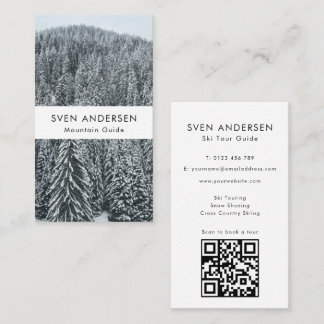 Carte De Visite Snow Pine Trees Mountain Range Minimal Nordic