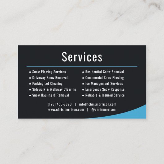 Carte De Visite Snow Removal Service  (Dos)