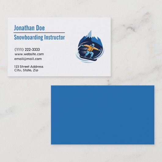 Carte De Visite Snowboarding Instructor Business Card (Devant / Derrière)