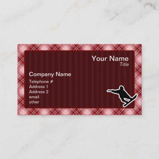 Carte De Visite Snowboarding rouge de plaid (Devant)