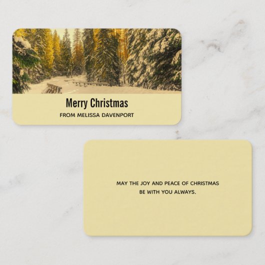 Carte De Visite Snowy Winter Path with Pine Trees Noël (Devant / Derrière)
