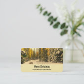 Carte De Visite Snowy Winter Path with Pine Trees Noël (Debout devant)
