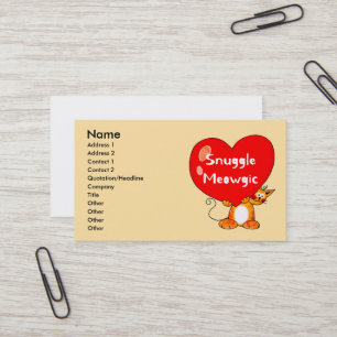 Carte De Visite Snuggle Meowgic Funny Chat Pun Art