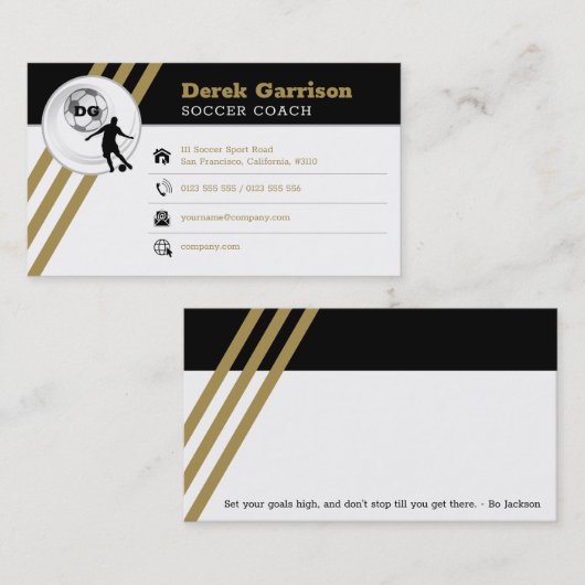 Carte De Visite Soccer | Football Sports Coach (Devant / Derrière)