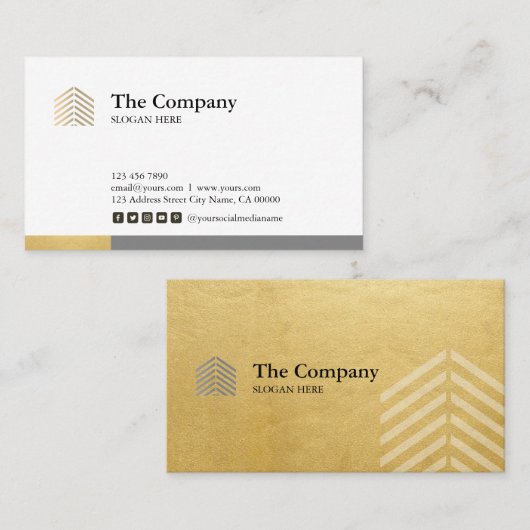 Carte de visite social d'or d'architecte de (Devant / Derrière)