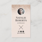 Carte De Visite Social Media Blush Pink QR Code Ajouter votre phot (Devant)