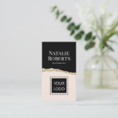 Carte De Visite Social Media Blush rose noir et or QR Code (Debout devant)