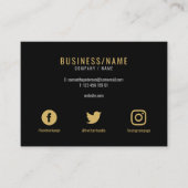 Carte De Visite Social media Bold noir et or de luxe (Devant)