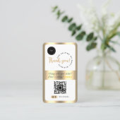 Carte De Visite Social Media Business QR Code Logo Merci Gold (Debout devant)