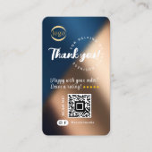 Carte De Visite Social Media Code QR Logo Merci Marine Blue Gold (Devant)
