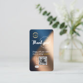 Carte De Visite Social Media Code QR Logo Merci Marine Blue Gold (Debout devant)