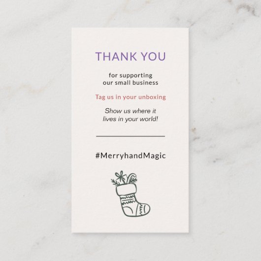 Carte De Visite Social Media Connect Whimsical Cream Noël (Dos)