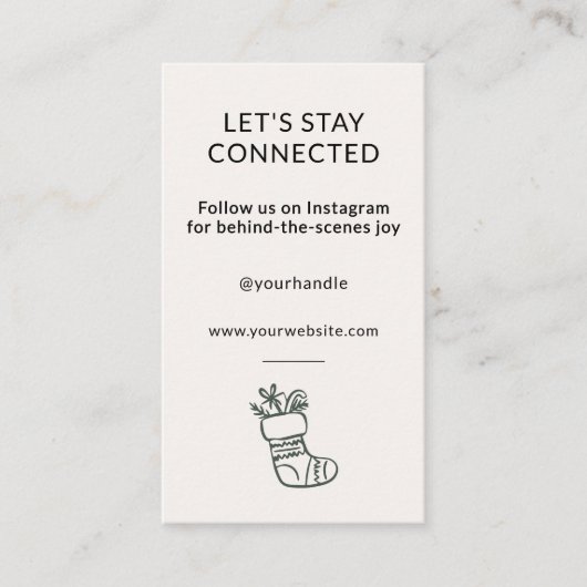 Carte De Visite Social Media Connect Whimsical Cream Noël (Devant)