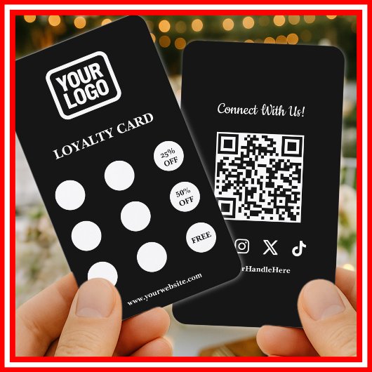 Carte De Visite Social Media Connect With Us QR Code Loyalty Card